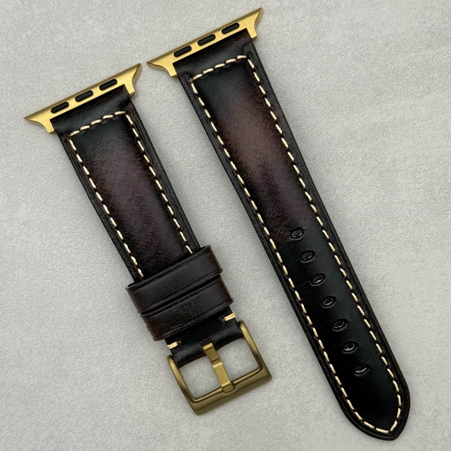 The Berlin: Cracked Brown Padded Leather Apple Watch Strap