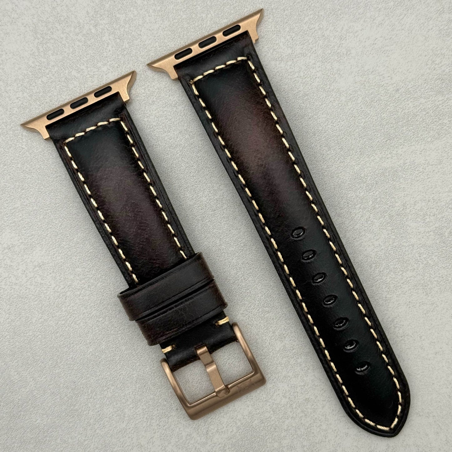 The Berlin: Cracked Brown Padded Leather Apple Watch Strap