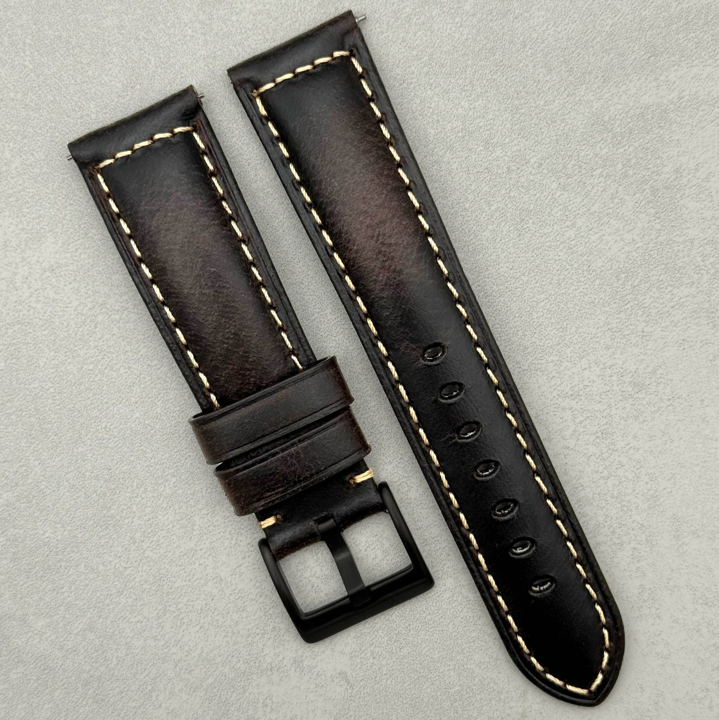 The Berlin: Cracked Brown Padded Leather Watch Strap