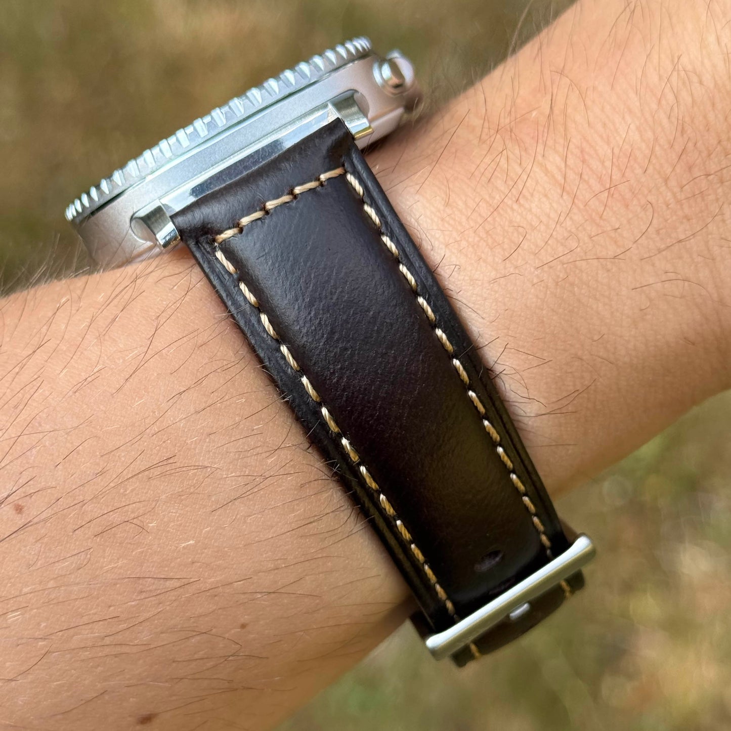 The Berlin: Cracked Brown Padded Leather Samsung Galaxy Watch Ultra / Watch 8/9 Strap