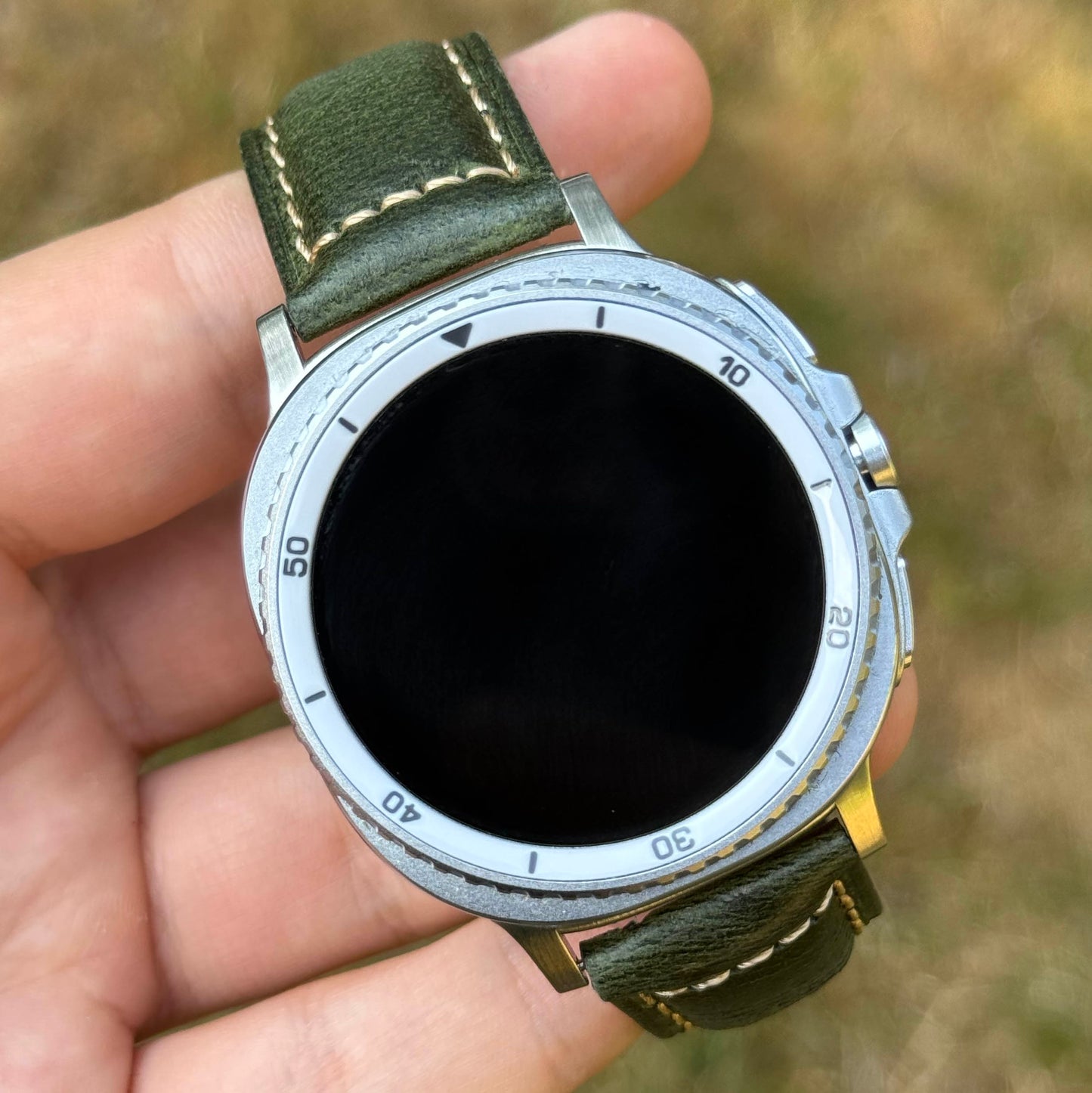 The Berlin: Cracked Green Padded Leather Samsung Galaxy Watch Ultra / Watch 8/9 Strap