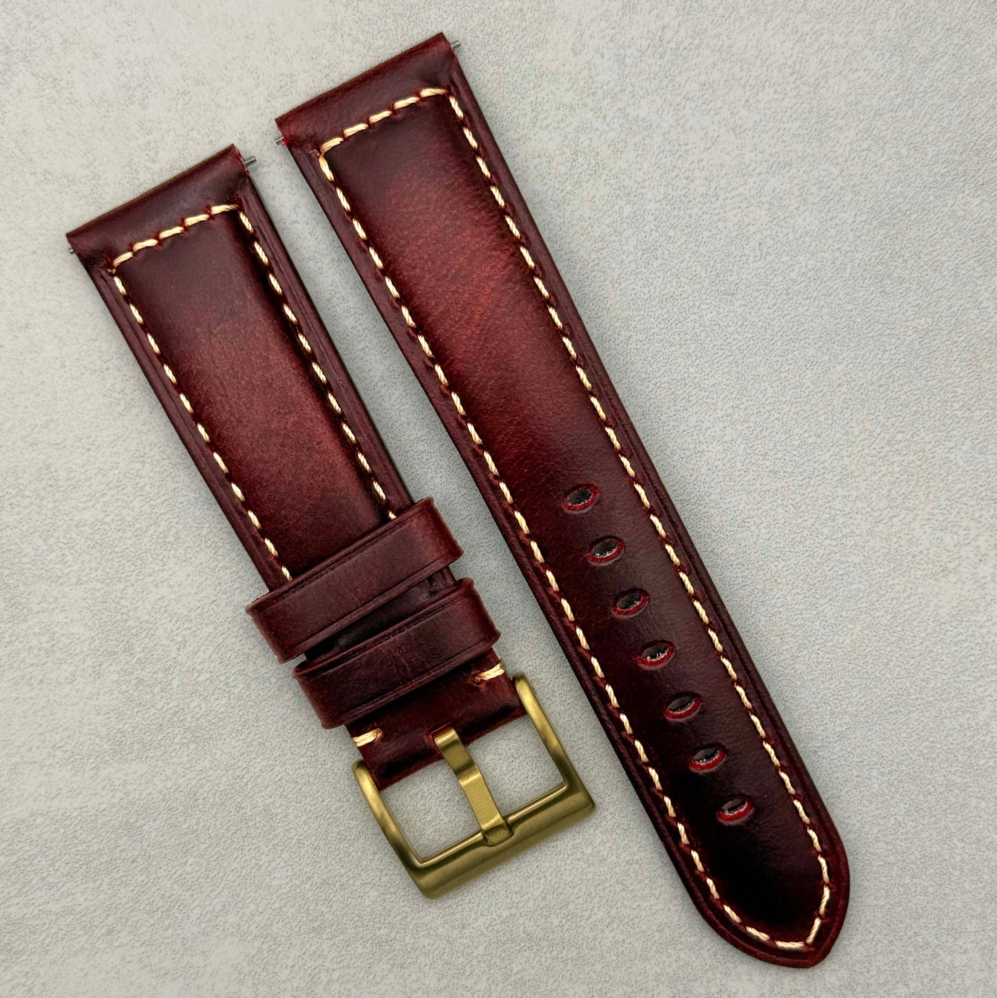 The Berlin: Cracked Burgundy Padded Leather Watch Strap