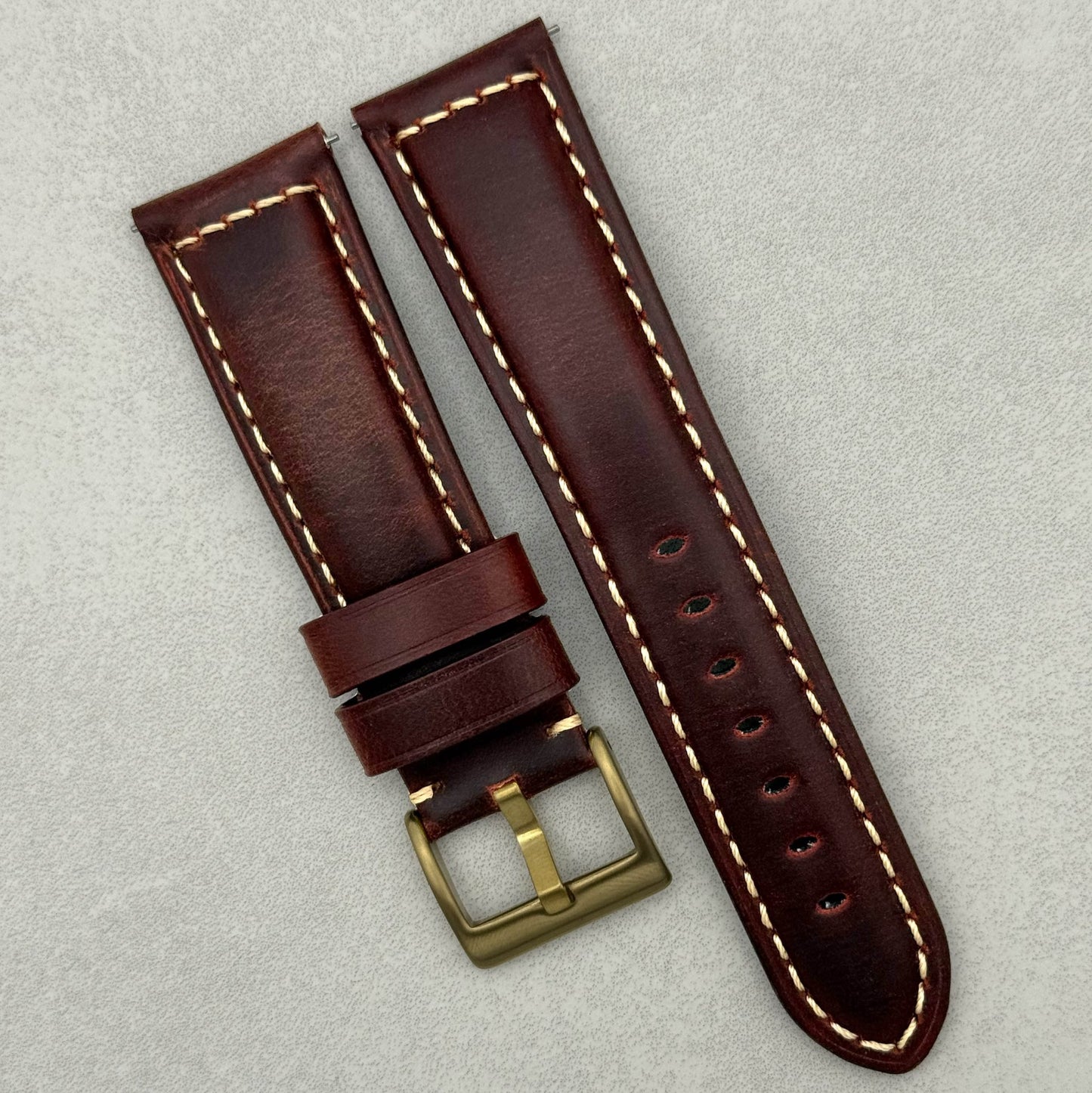 The Berlin: Cracked Burgundy Padded Leather Watch Strap