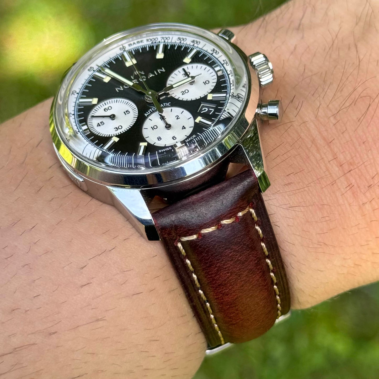 The Berlin: Cracked Burgundy Padded Leather Watch Strap