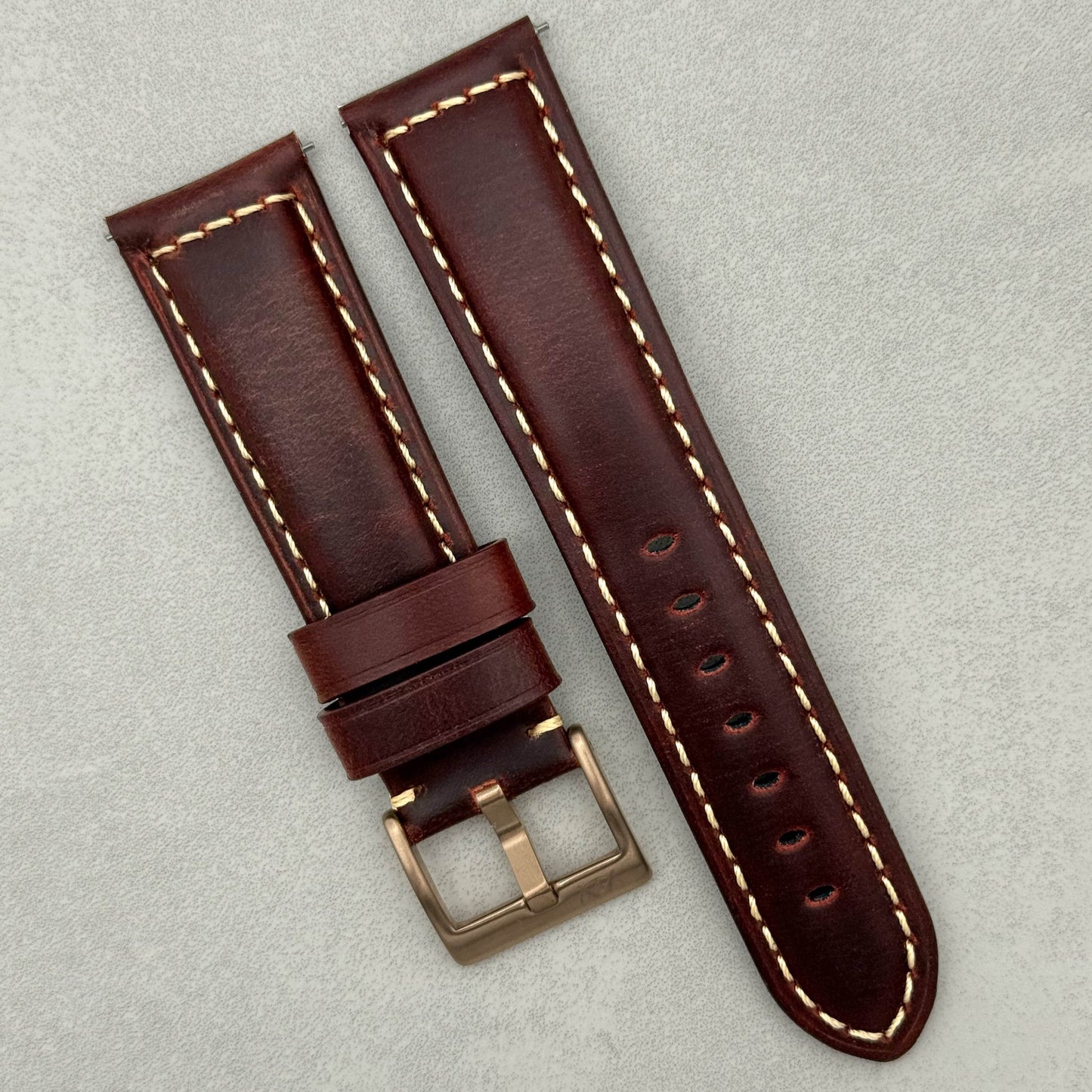 The Berlin: Cracked Burgundy Padded Leather Watch Strap