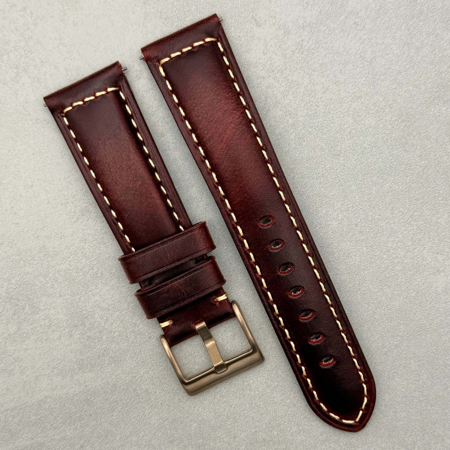 The Berlin: Cracked Burgundy Padded Leather Watch Strap