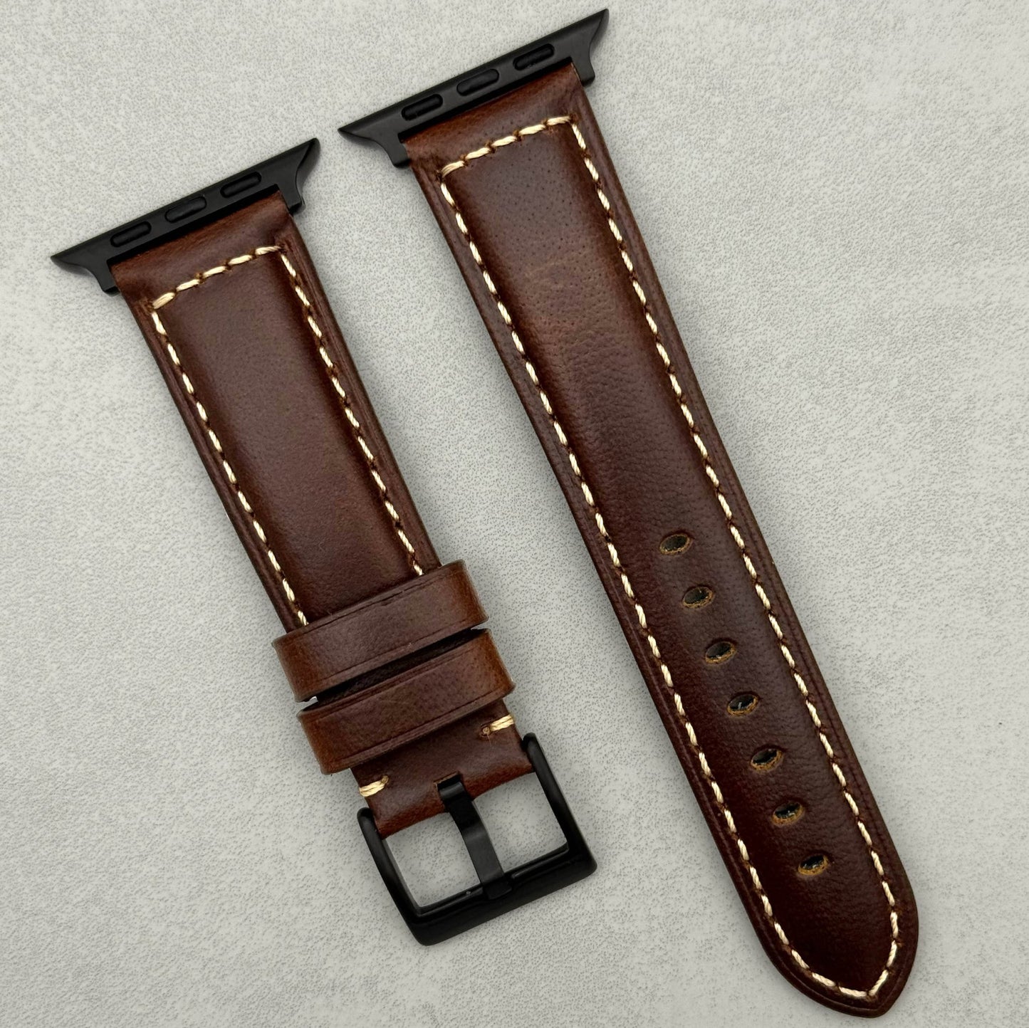 The Berlin: Cracked Vintage Brown Padded Leather Apple Watch Strap