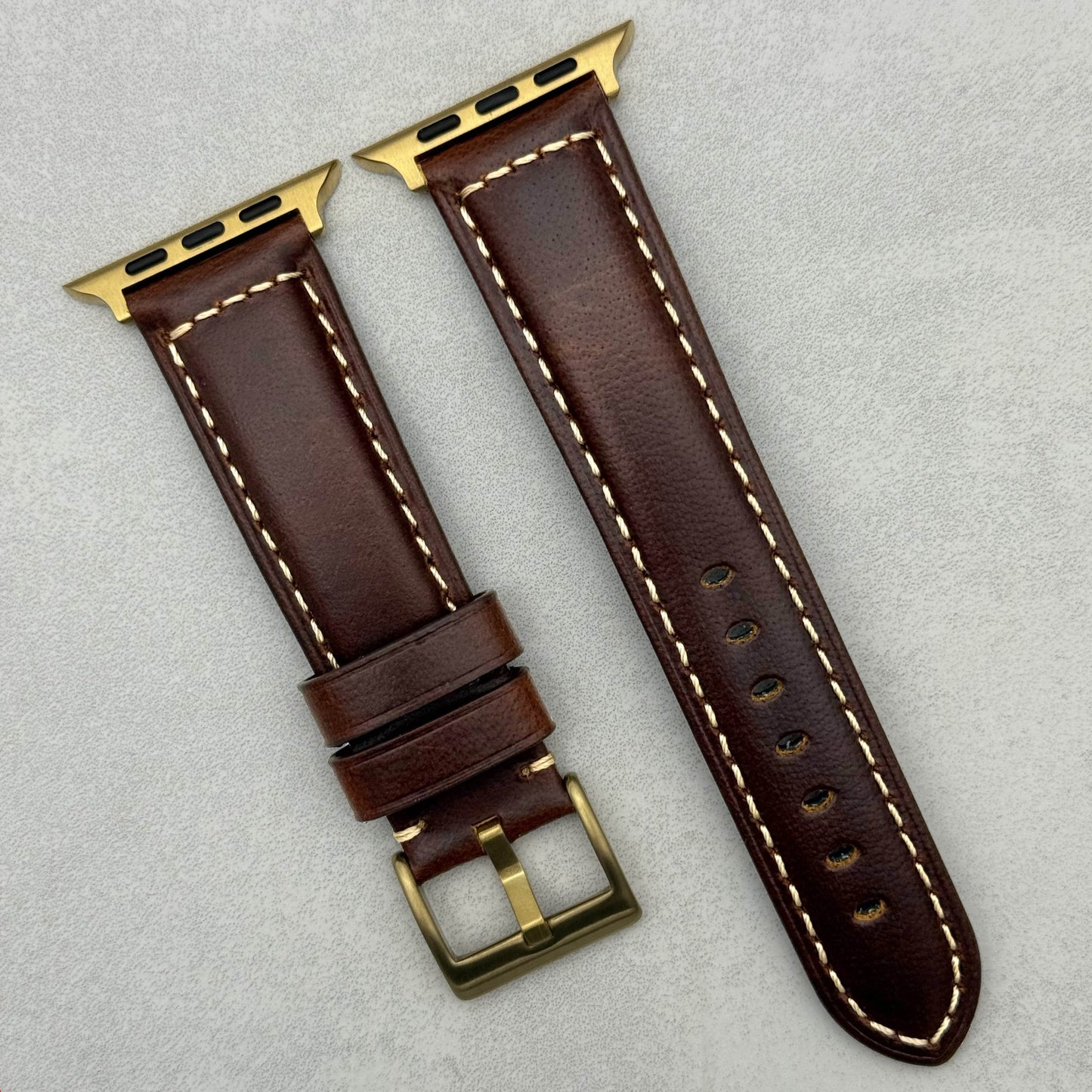 The Berlin: Cracked Vintage Brown Padded Leather Apple Watch Strap