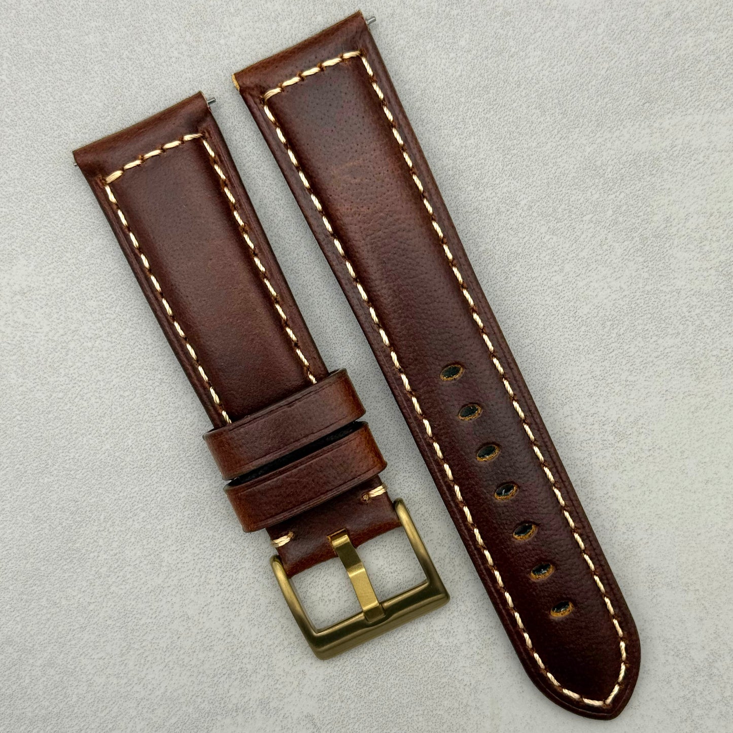 The Berlin: Cracked Vintage Tobacco Brown Padded Leather Watch Strap