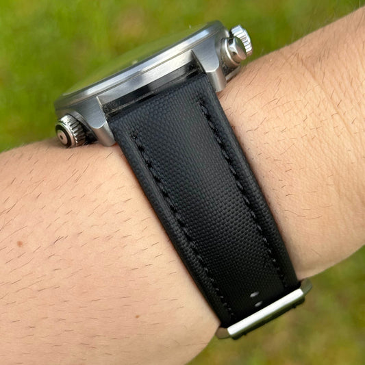 The Bermuda: Jet Black Sail Cloth Watch Strap