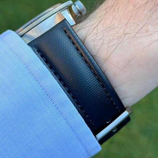 The Bermuda: Jet Black Sail Cloth Apple Watch Strap