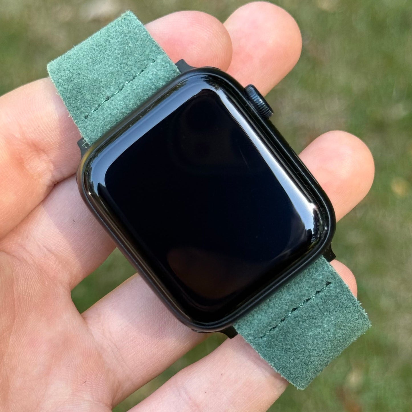 The Capri: Hunter Green Suede Apple Watch Strap