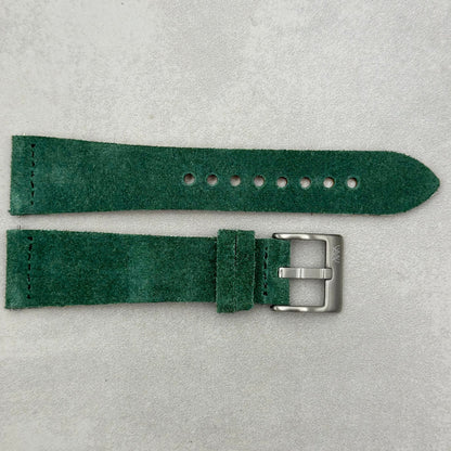 The Capri: Hunter Green Suede Watch Strap