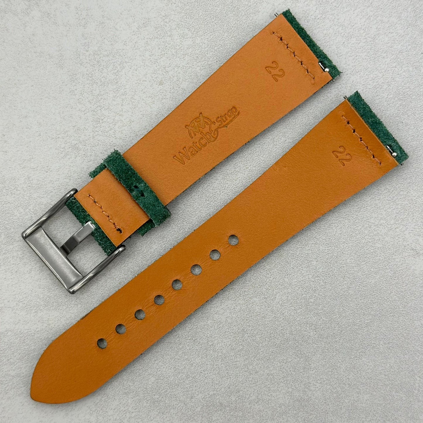 The Capri: Hunter Green Suede Watch Strap