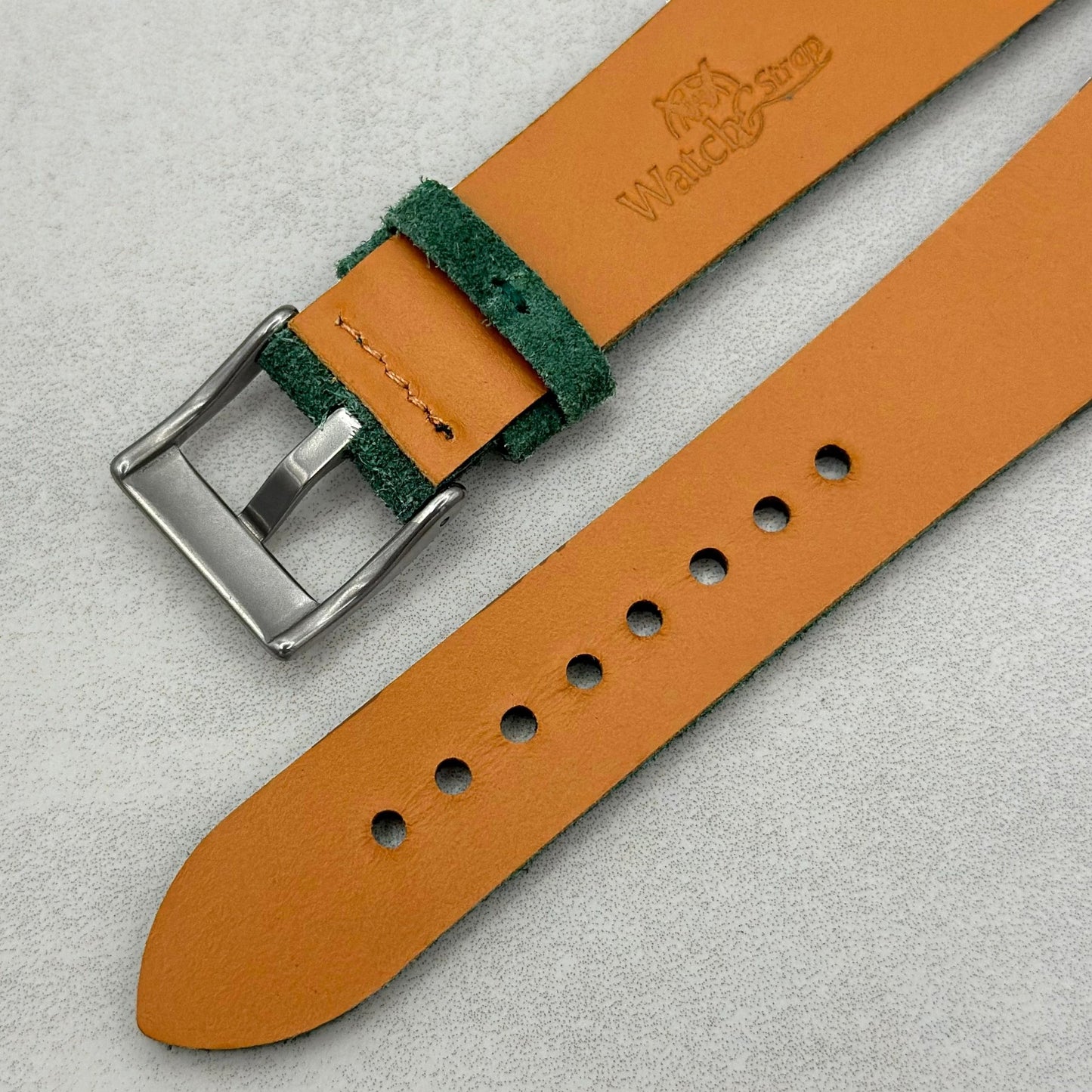 The Capri: Hunter Green Suede Watch Strap