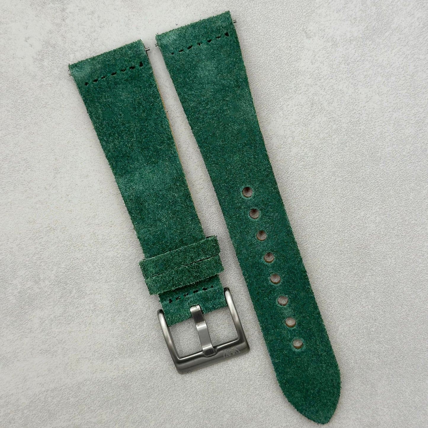 The Capri: Hunter Green Suede Watch Strap