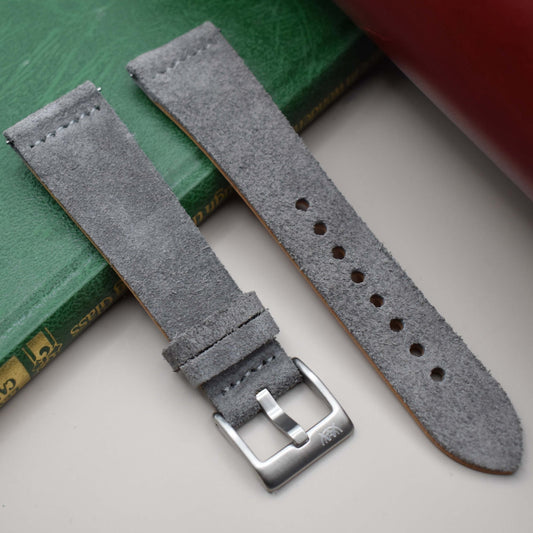 The Capri: Light Grey Suede Watch Strap