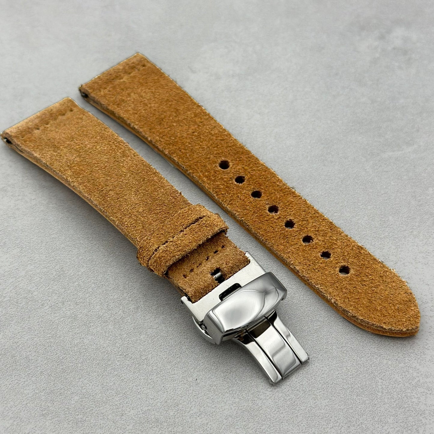 The Capri: Sand Tan Suede Fitbit Versa/Sense Watch Strap