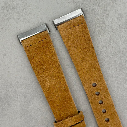 The Capri: Sand Tan Suede Fitbit Versa/Sense Watch Strap