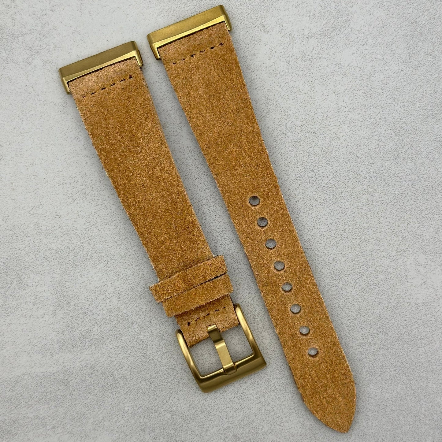The Capri: Sand Tan Suede Fitbit Versa/Sense Watch Strap