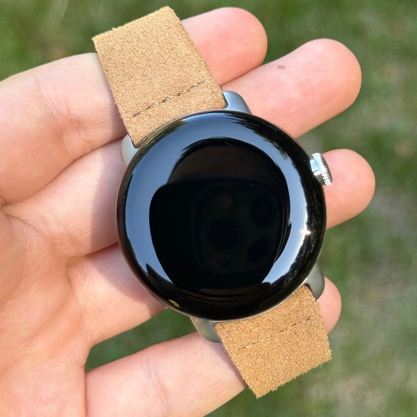 The Capri: Sand Tan Suede Google Pixel Watch Strap