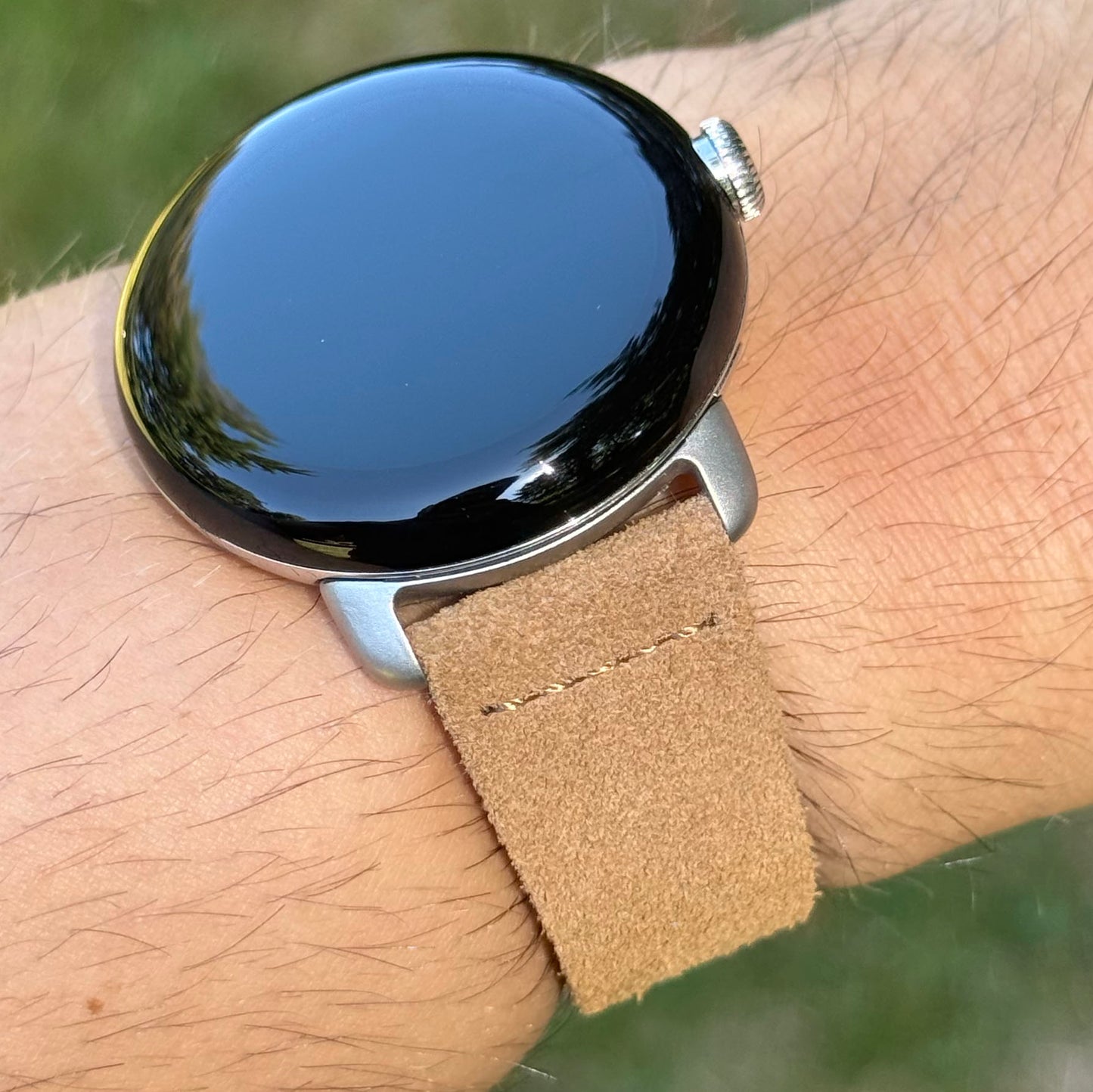 The Capri: Sand Tan Suede Google Pixel Watch Strap