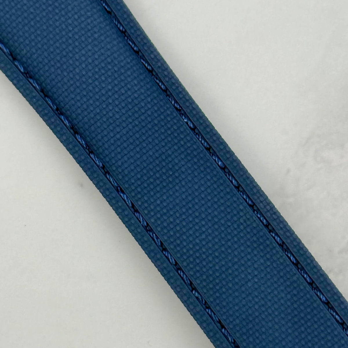 Navy blue FKM rubber watch strap. 316L stainless steel deployant clasp. Quick release pins. 20mm, 22mm.