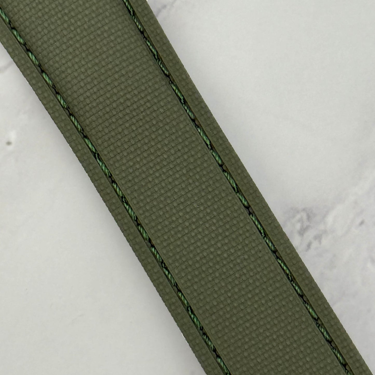 The Charleston: Khaki Green Sailcloth Effect FKM Rubber Deployant Strap