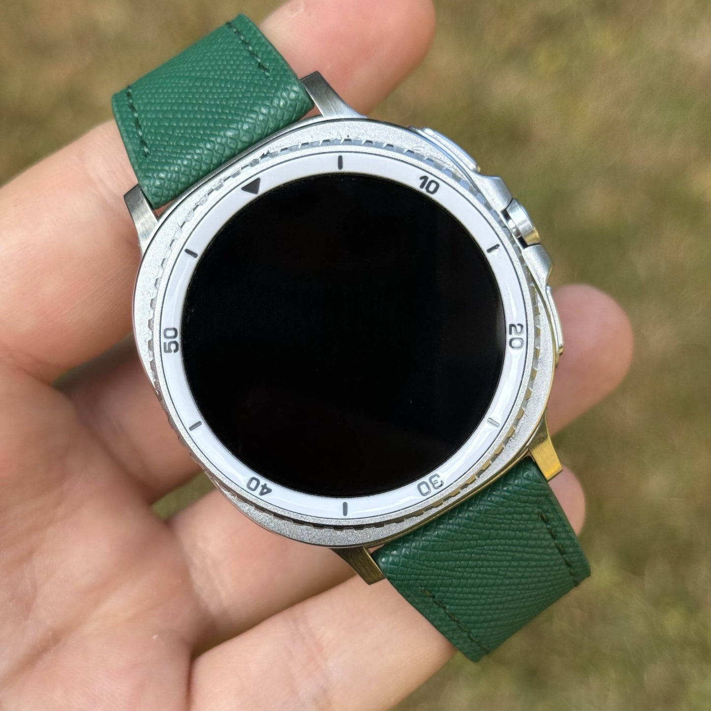 The Florence: Emerald Green Saffiano Leather Samsung Galaxy Watch Ultra / Watch 8/9 Strap
