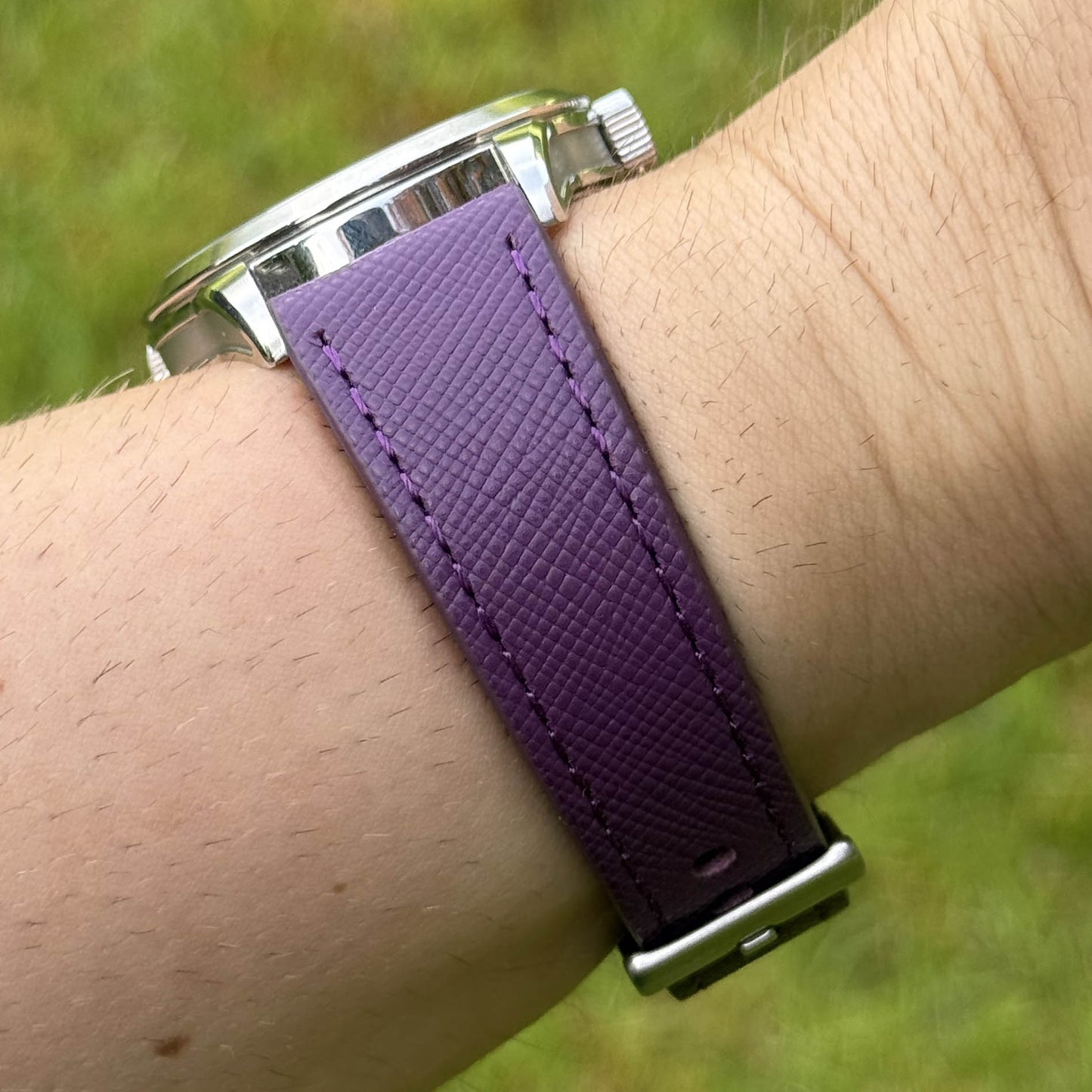 The Florence: Royal Purple Saffiano Leather Watch Strap
