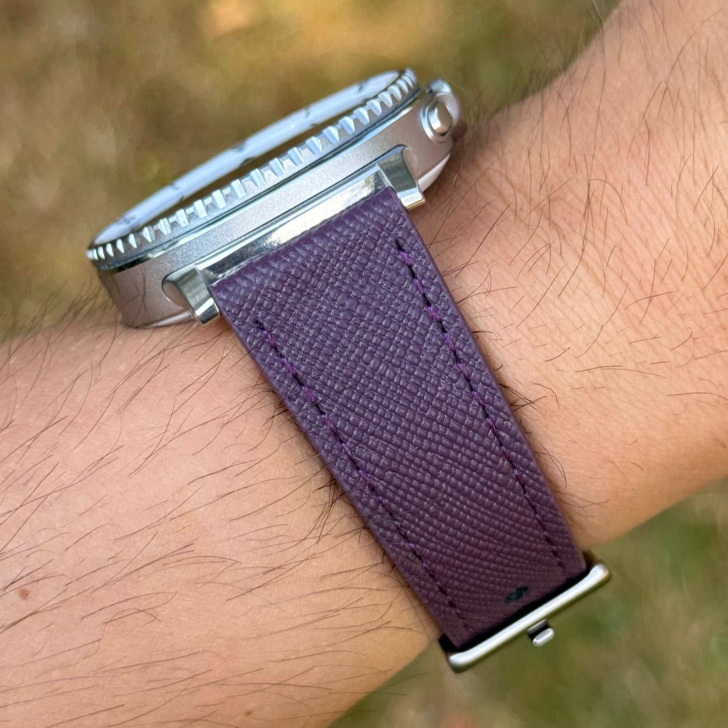 The Florence: Royal Purple Saffiano Leather Samsung Galaxy Watch Ultra / Watch 8/9 Strap