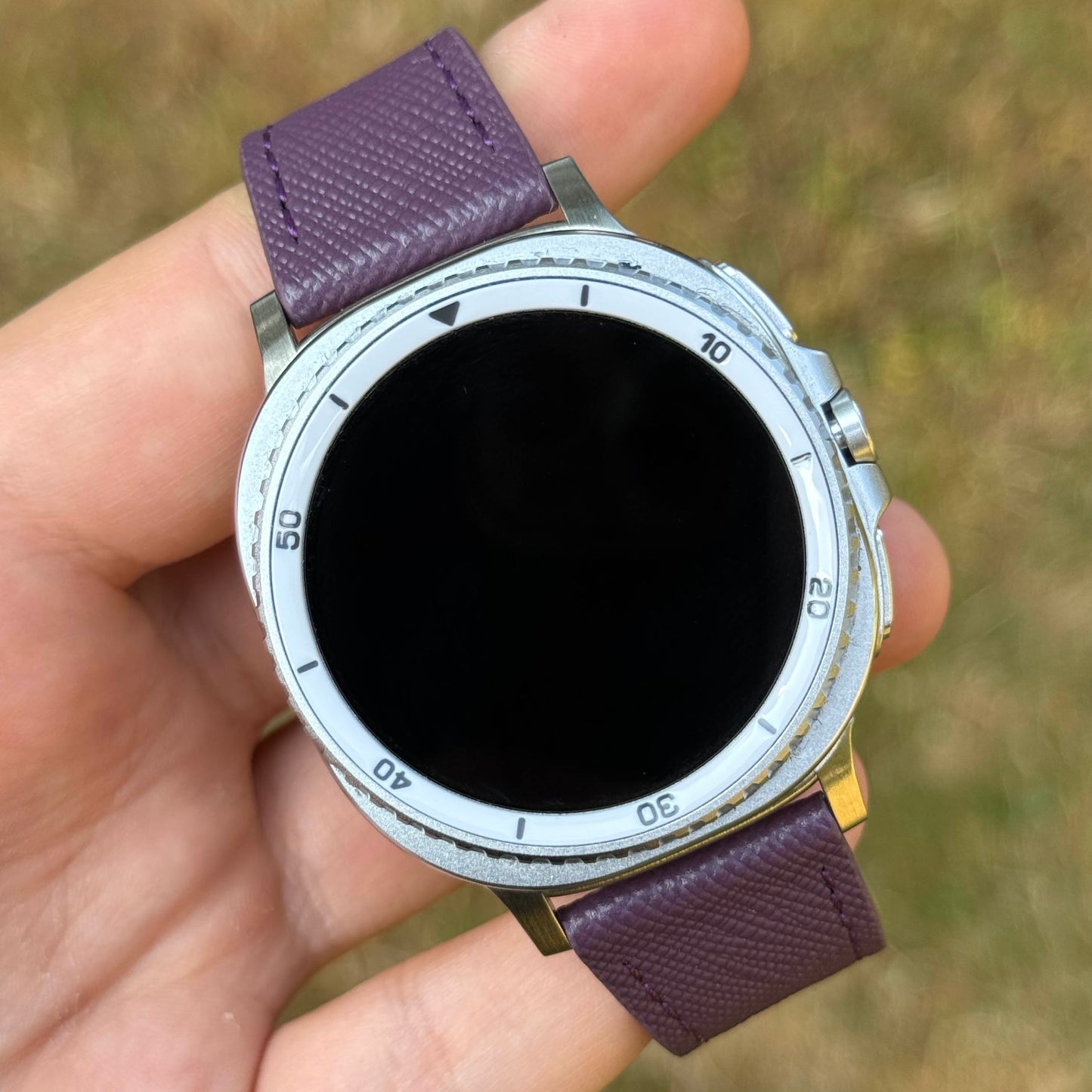 The Florence: Royal Purple Saffiano Leather Samsung Galaxy Watch Ultra / Watch 8/9 Strap