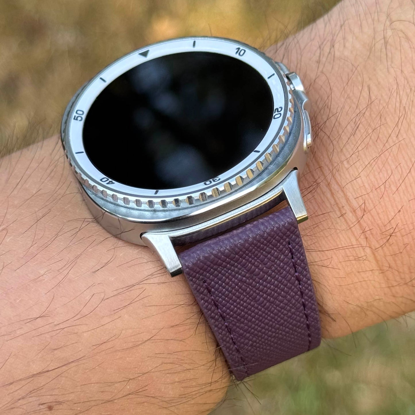 The Florence: Royal Purple Saffiano Leather Samsung Galaxy Watch Ultra / Watch 8/9 Strap