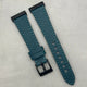 The Florence: Dark Teal Blue Saffiano Leather Fitbit Sense/Versa Watch Strap