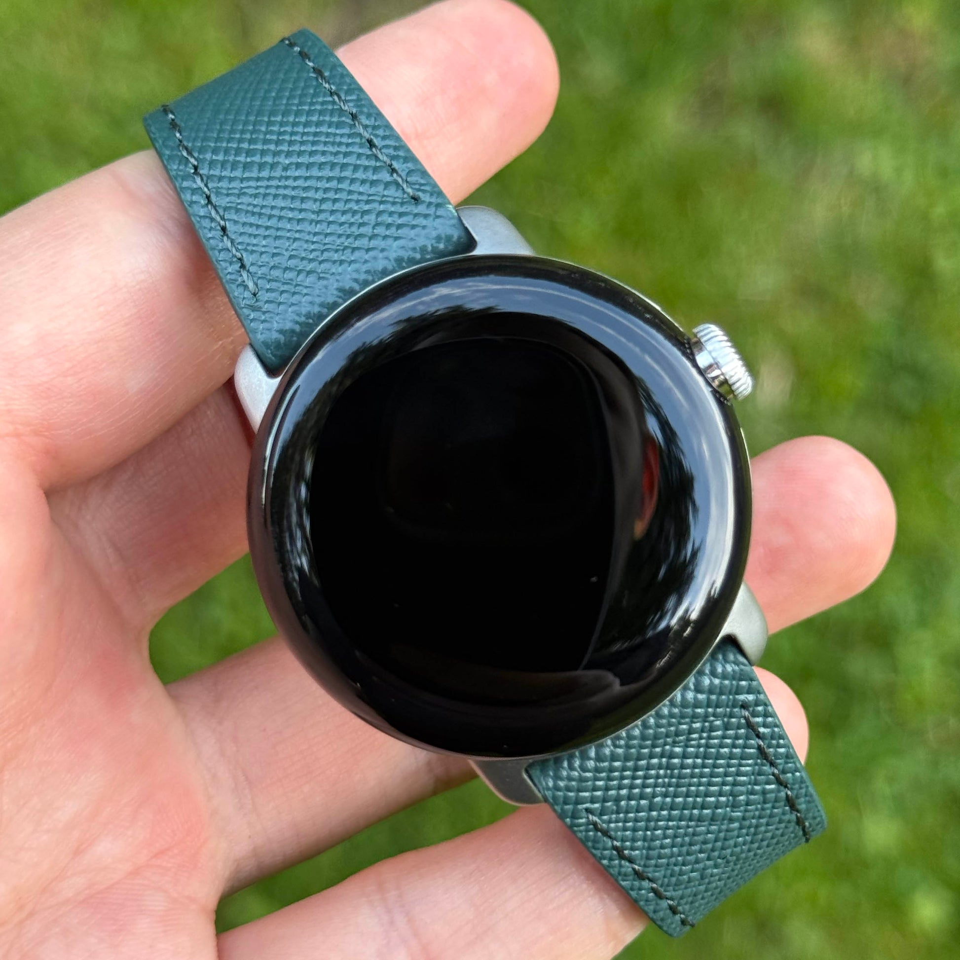 Florence teal saffiano leather Google Pixel Watch strap. Google Pixel Watch 2, 3, 4. Watch And Strap
