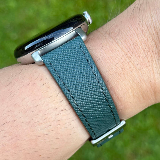 Florence teal saffiano leather Google Pixel Watch strap. Google Pixel Watch 2, 3, 4. Watch And Strap