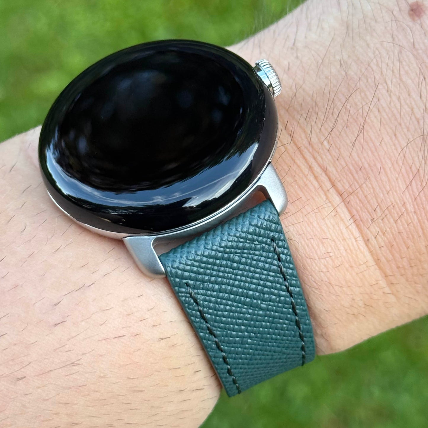 Florence teal saffiano leather Google Pixel Watch strap. Google Pixel Watch 2, 3, 4. Watch And Strap
