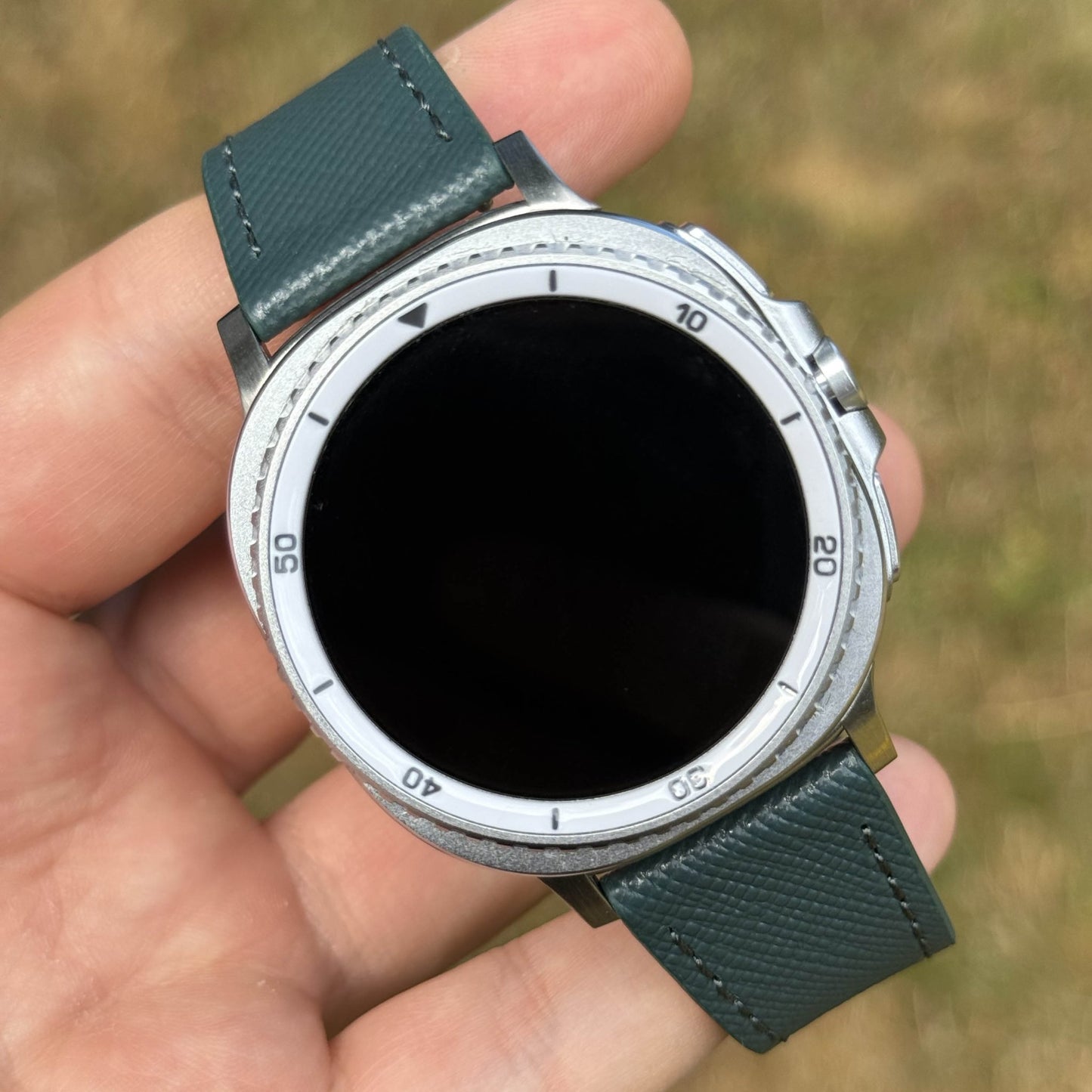 The Florence: Dark Teal Blue Saffiano Leather Samsung Galaxy Watch Ultra / Watch 8/9 Strap