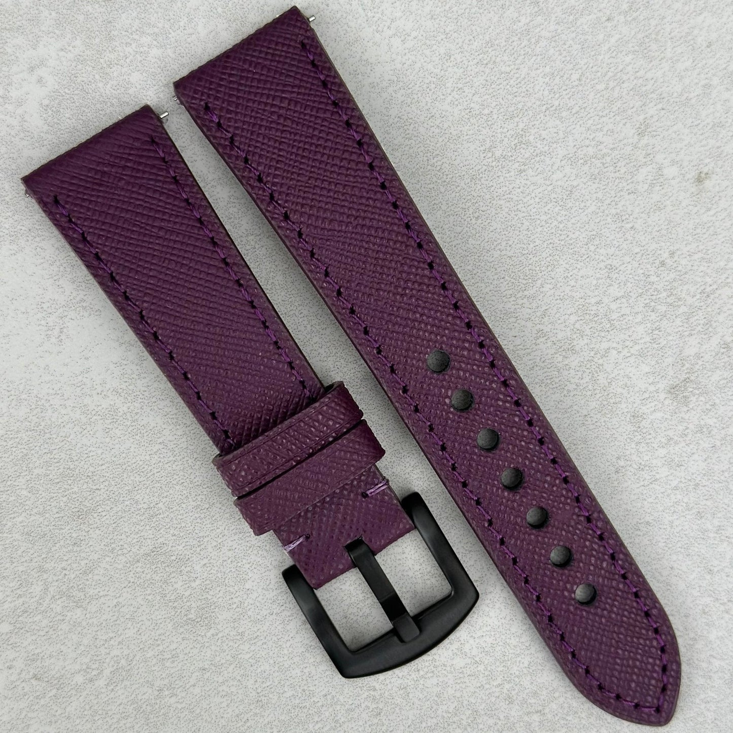 The Florence: Royal Purple Saffiano Leather Watch Strap