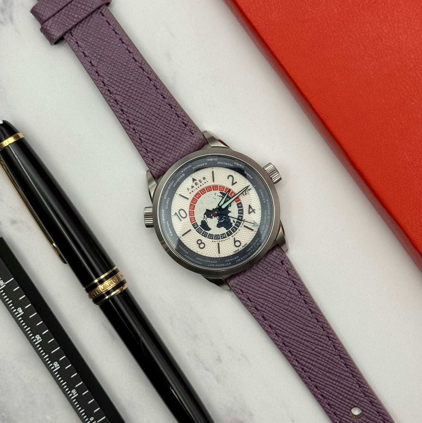 The Florence: Royal Purple Saffiano Leather Watch Strap