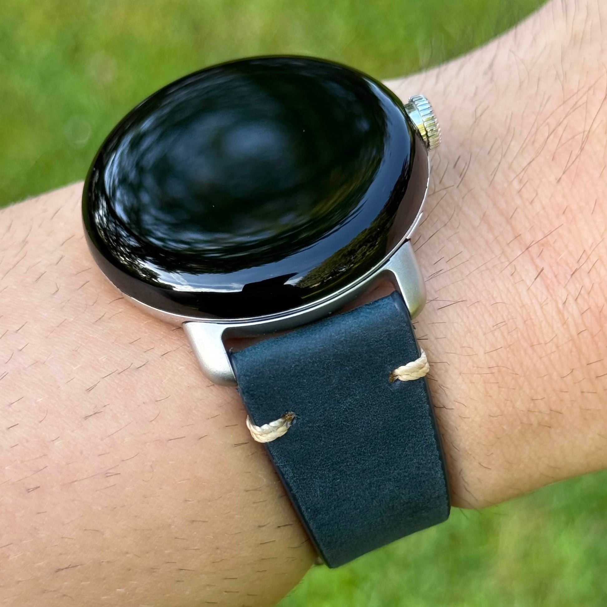 Madrid navy blue full grain leather Google Pixel Watch strap. Google Pixel Watch 2, 3, 4. Watch And Strap