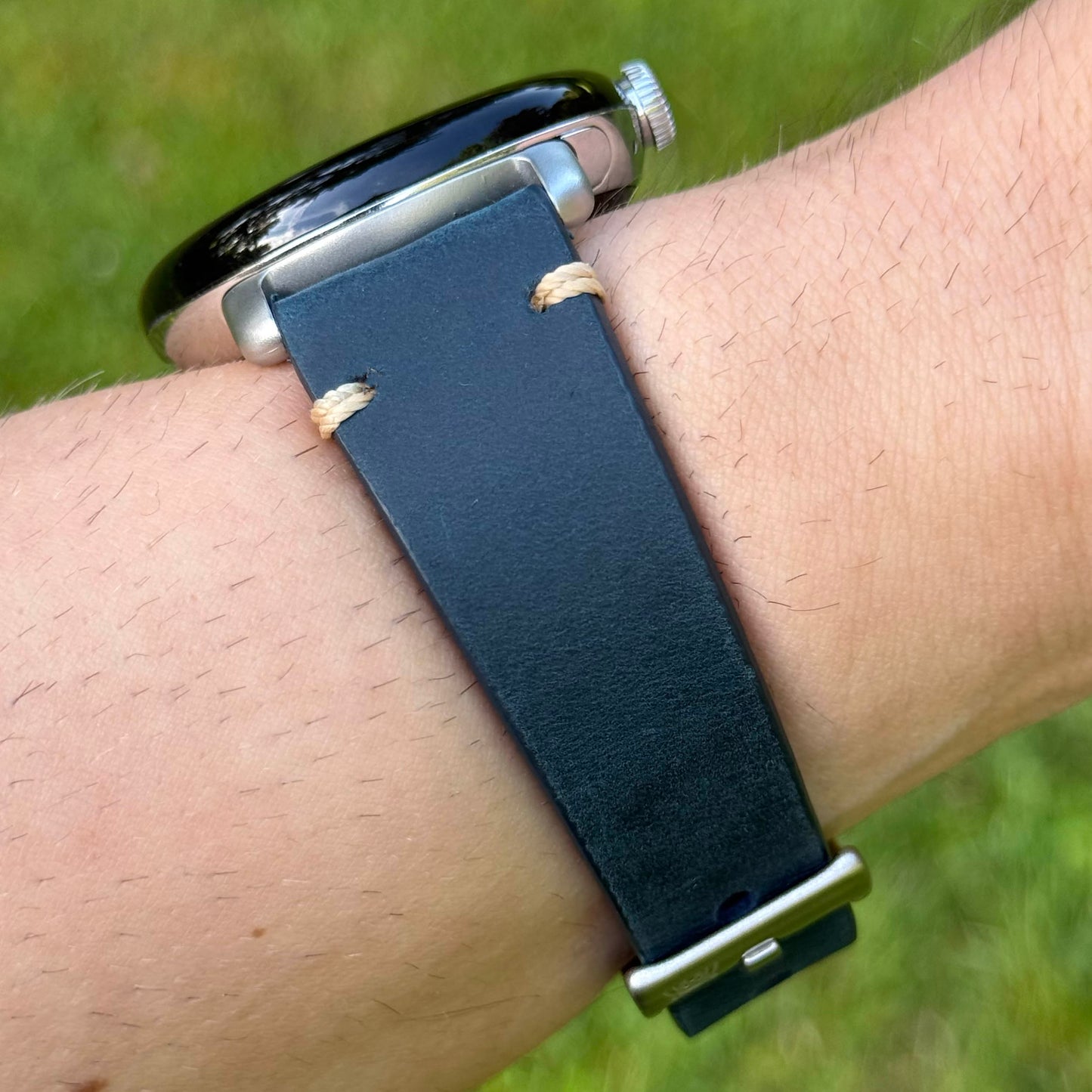 Madrid navy blue full grain leather Google Pixel Watch strap. Google Pixel Watch 2, 3, 4. Watch And Strap