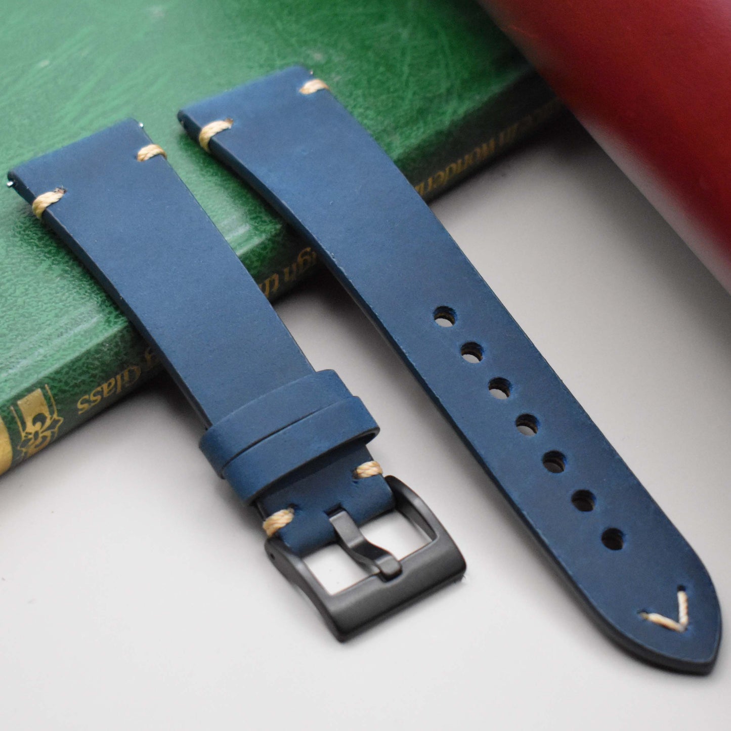 The Madrid: Midnight Blue Vintage Full Grain Leather Watch Strap
