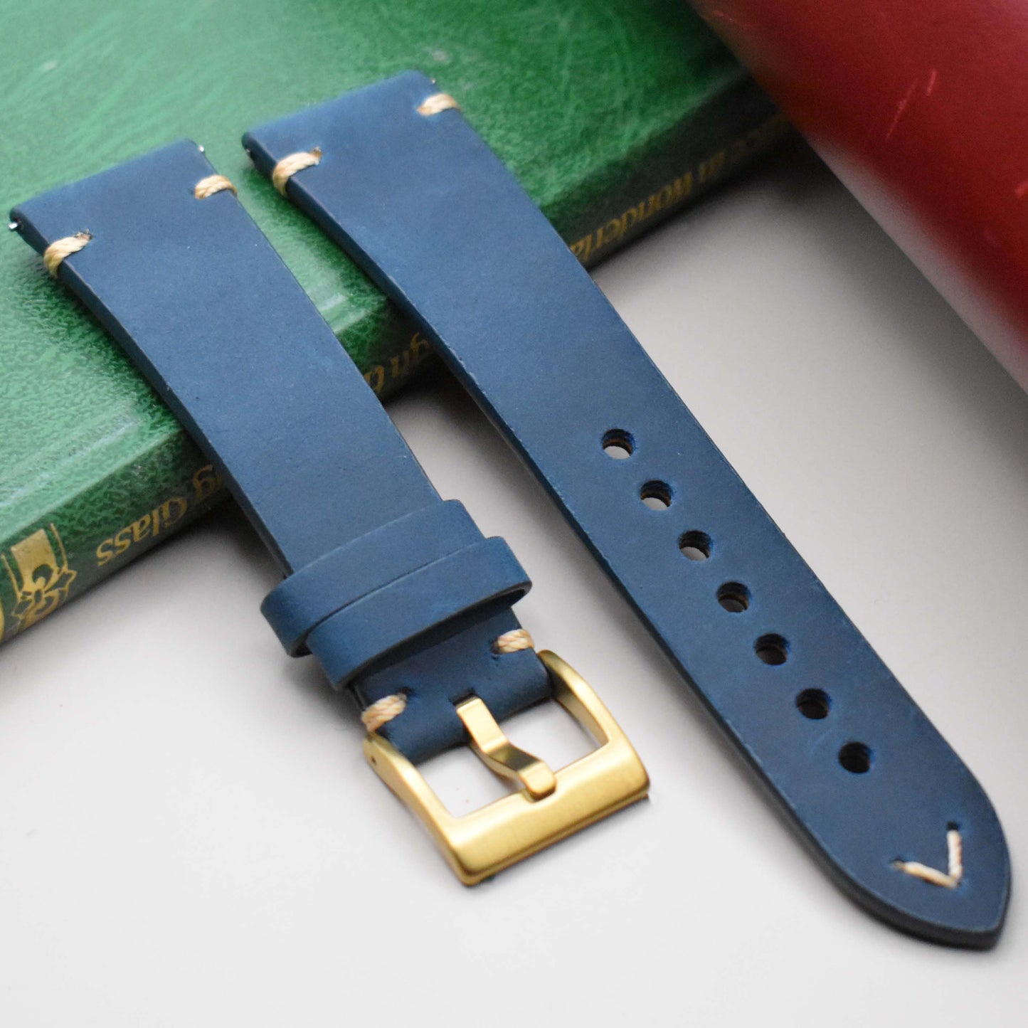 The Madrid: Midnight Blue Vintage Full Grain Leather Watch Strap