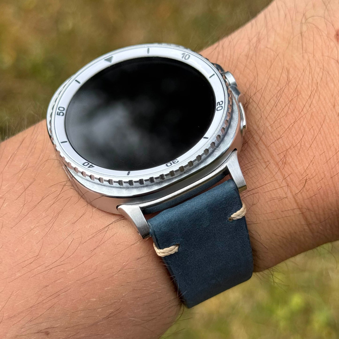 The Madrid: Midnight Blue Vintage Full Grain Leather Samsung Galaxy Watch Ultra / Watch 8/9 Strap
