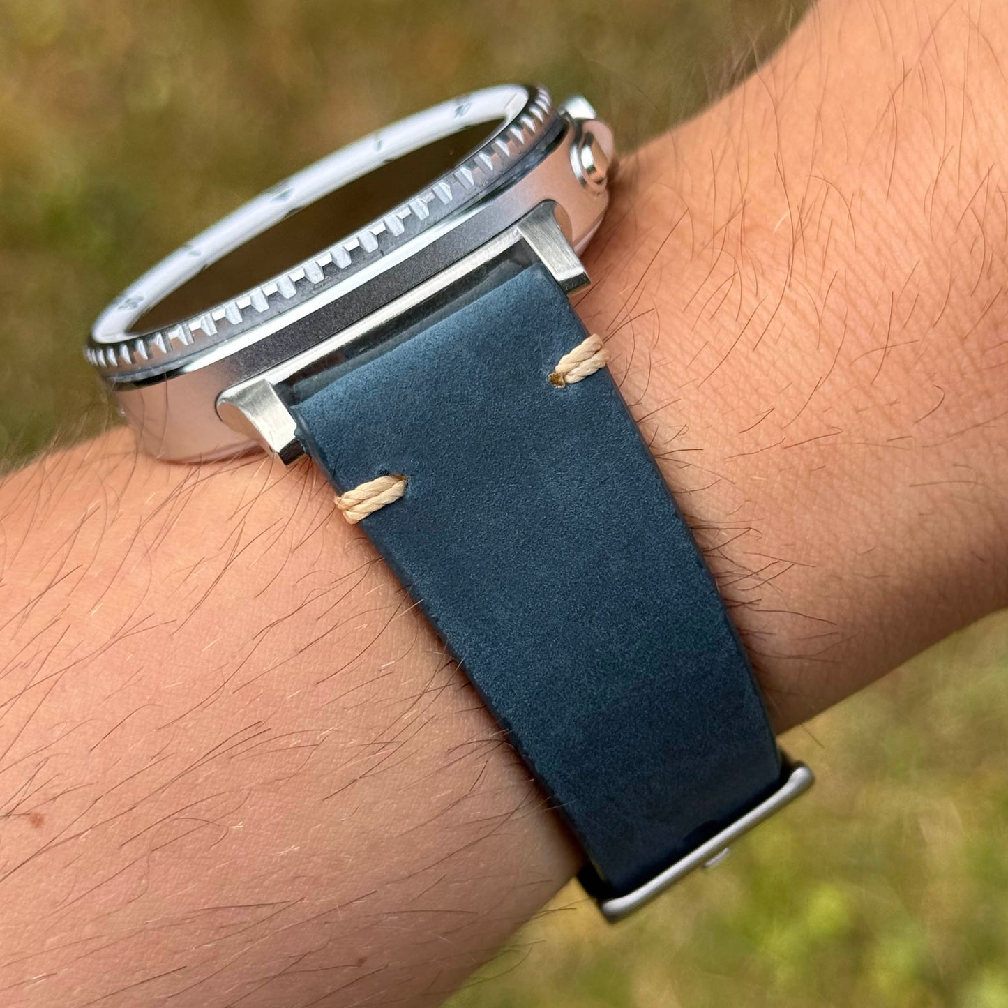 The Madrid: Midnight Blue Vintage Full Grain Leather Samsung Galaxy Watch Ultra / Watch 8/9 Strap