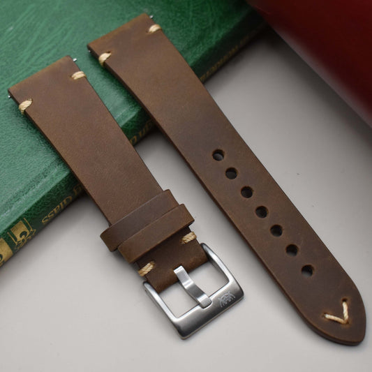 The Madrid: Chocolate Brown Vintage Full Grain Leather Watch Strap