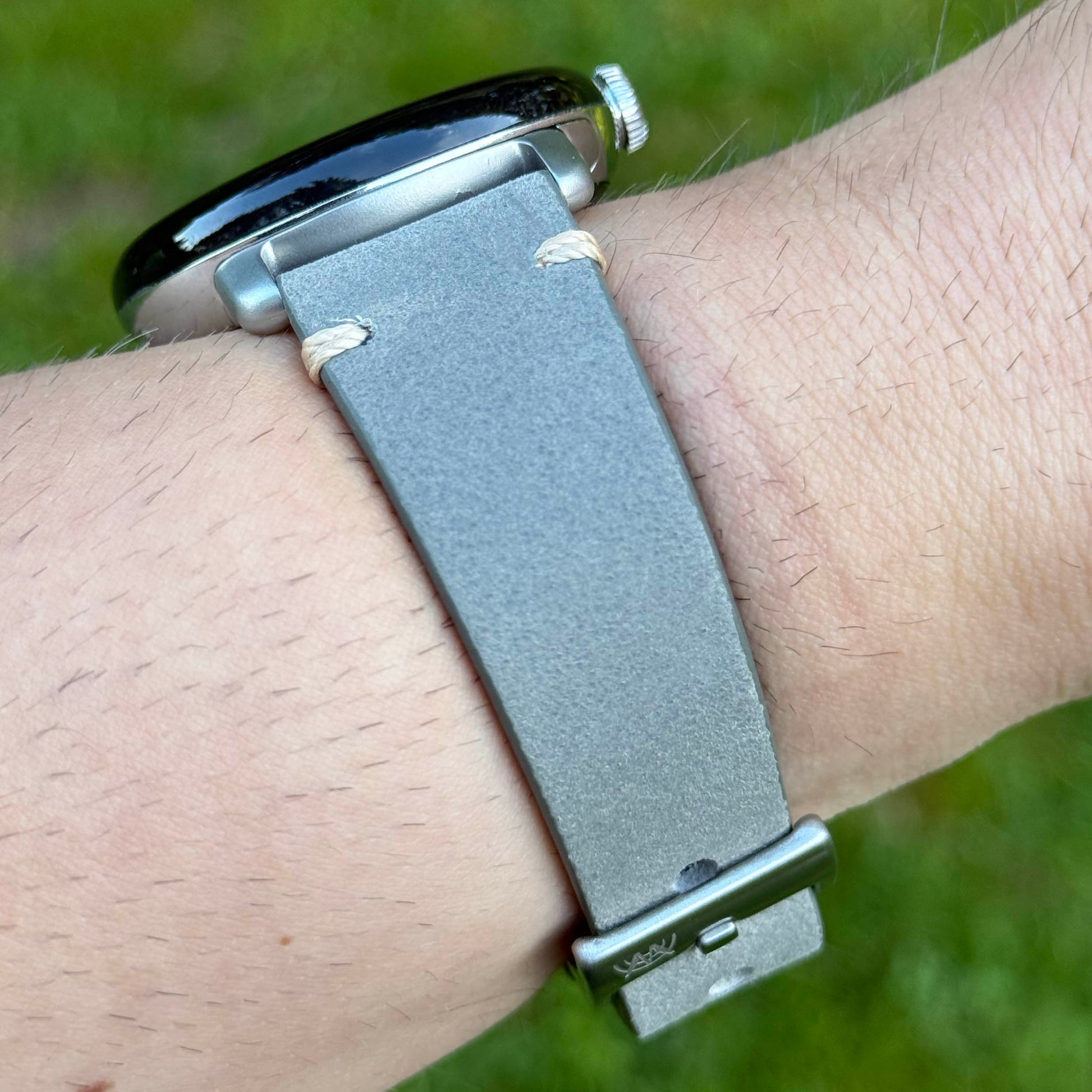 Madrid grey full grain leather Google Pixel Watch strap. Google Pixel Watch 2, 3, 4. Watch And Strap
