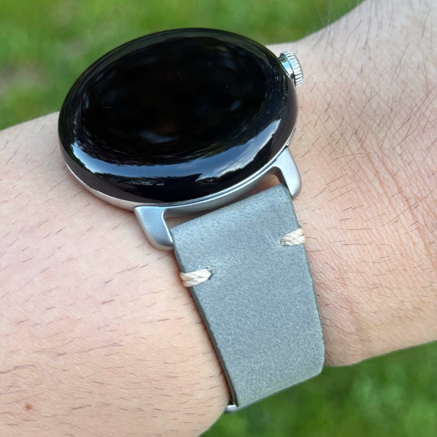 Madrid grey full grain leather Google Pixel Watch strap. Google Pixel Watch 2, 3, 4. Watch And Strap
