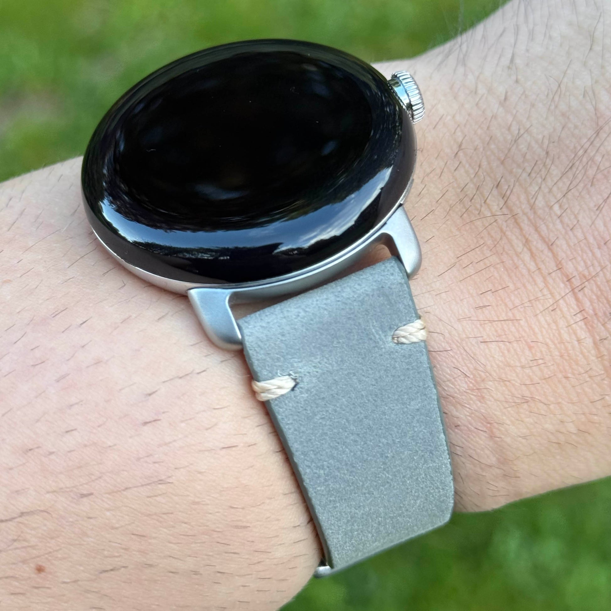 Madrid grey full grain leather Google Pixel Watch strap. Google Pixel Watch 2, 3, 4. Watch And Strap